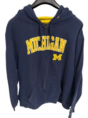 Michigan Wolverines Full Zip Hoodie Sweatshirt Size5XL Embroidered Blue
